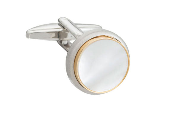 Mother Of Pearl Brushed Metal Cufflinks By Elizabeth Parker