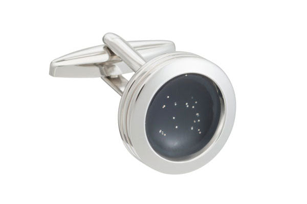 The World At Dusk Starry Night Black Round Cufflinks By Elizabeth Parker