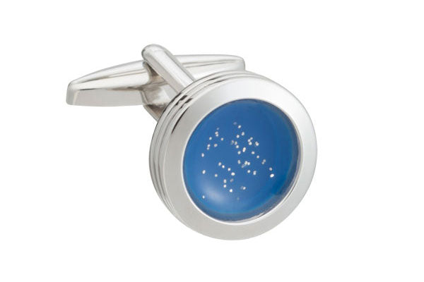 The World At Dawn Starry Morning Black Round Cufflinks By Elizabeth Parker