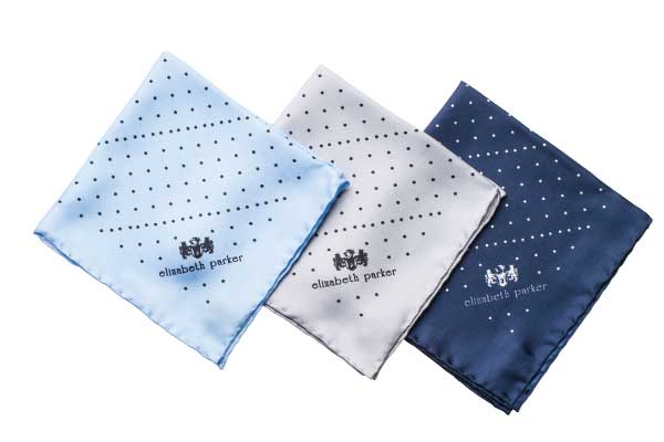 Multi Dotty Range of Silk Pocket Squares by Elizabeth Parker