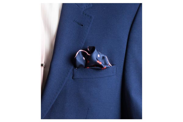 Red Diamonds For Ever Silk Pocket Square By Elizabeth Parker in Jacket Pocket