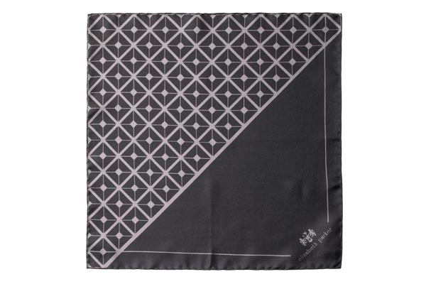 Diagonal Square Black and Grey Silk Pocket Square By Elizabeth Parker