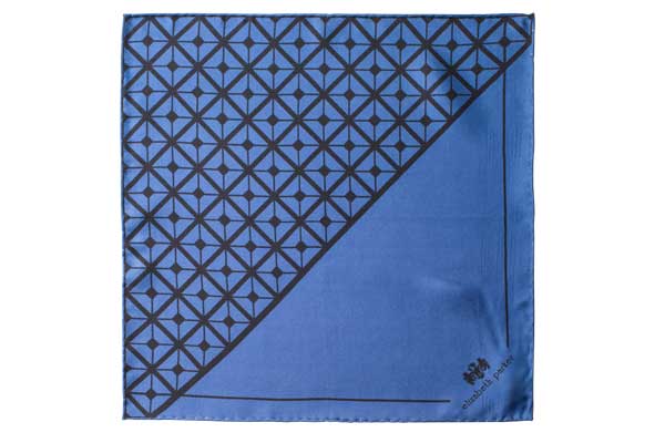 Diagonal Square Black and Grey Silk Pocket Square By Elizabeth Parker