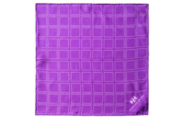 Check Grid Purple Silk Pocket Square by Elizabeth Parker