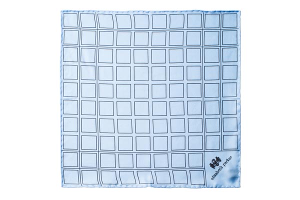 Check Grid Sky Blue Silk Pocket Square by Elizabeth Parker