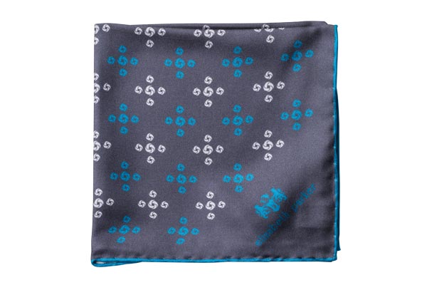 Teal Revolving Knot Silk Pocket Square by Elizabeth Parker