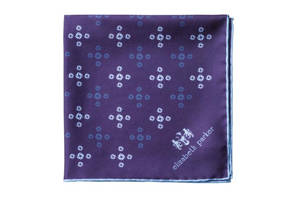 Sky Blue Revolving Knot Silk Pocket Square by Elizabeth Parker