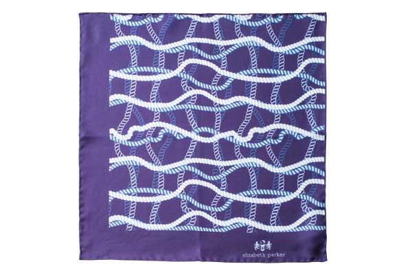 Blue and White Rope Twist Silk Pocket Square By Elizabeth Parker