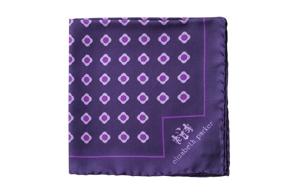 Purple Daisy Do Silk Pocket Square by Elizabeth Parker