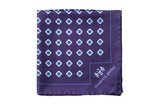 Blue Daisy Do Silk Pocket Square by Elizabeth Parker