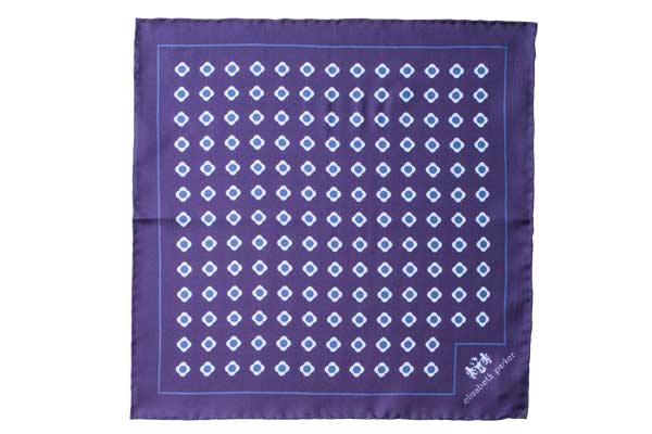 Blue Daisy Do Silk Pocket Square by Elizabeth Parker