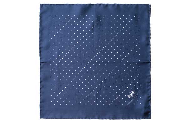 Navy Multi Dotty Silk Pocket Square by Elizabeth Parker