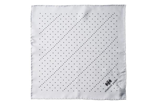 Grey Multi Dotty Silk Pocket Square By Elizabeth Parker