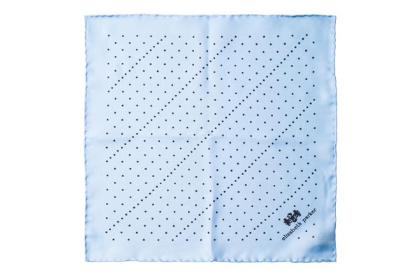 Sky Blue Multi Dotty Silk Pocket Square by Elizabeth Parker