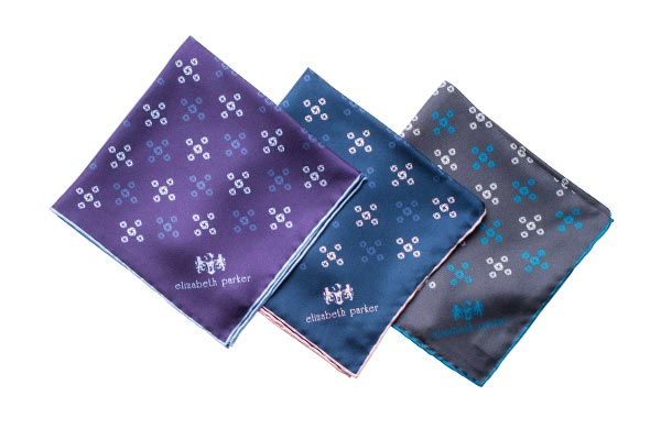 Revolving Knot Silk Pocket Square Range from Elizabeth Parker