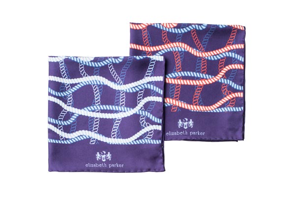 Rope Twist Silk Pocket Square Range by Elizabeth Parker